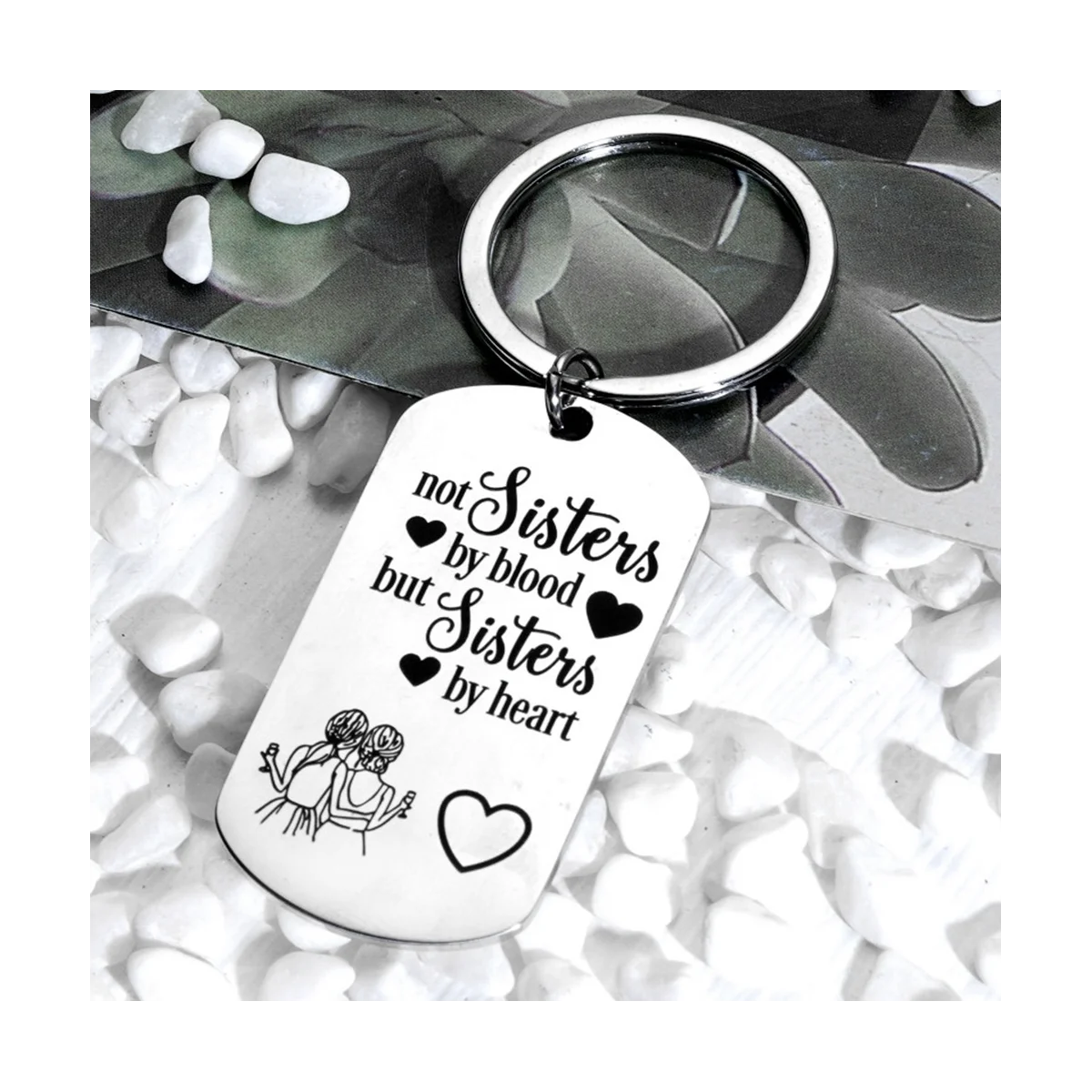 For Women Teen Girls Keychain Friendship Gifts for Birthday Gifts-Not By Blood By Heart