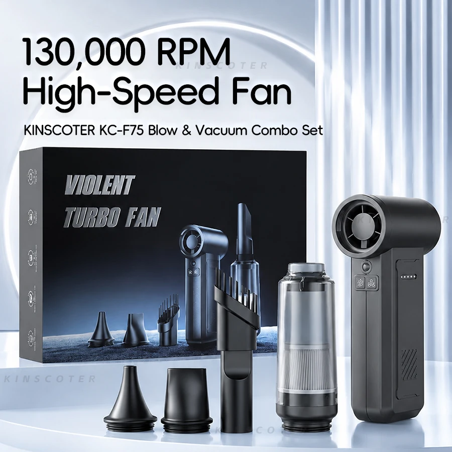 Kinscoter Mini ventilateur Turbo violent 130000 tr/min souffleur d'air électrique nettoyeur de poussière Portable 8000 mAh moteur sans brosse haute Performance