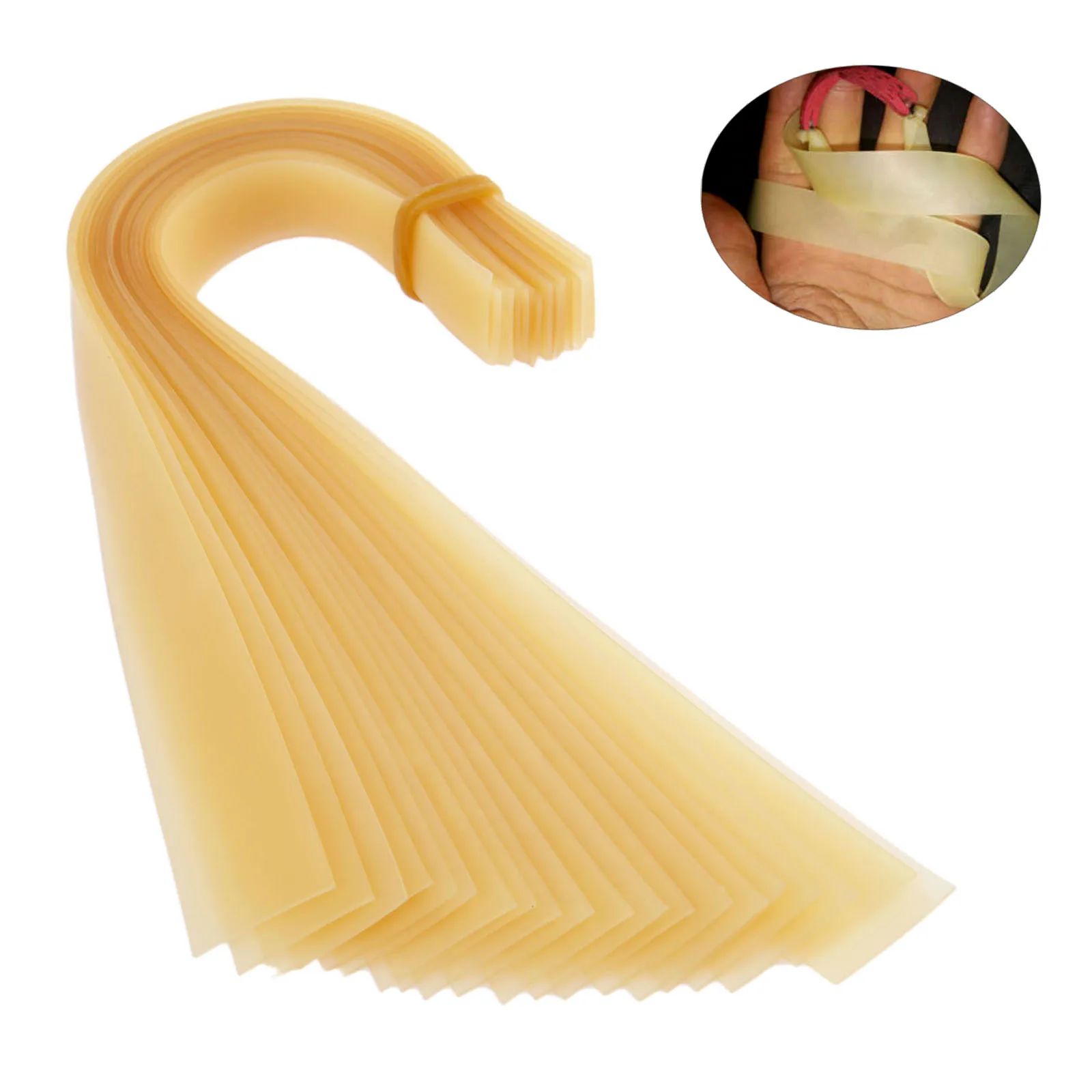 20 Pcs 천연 라텍스 Slingshots 플랫 고무 밴드 야외 스포츠 사냥을위한 0.6mm 두께 투석기 피트니스 탄성 교체