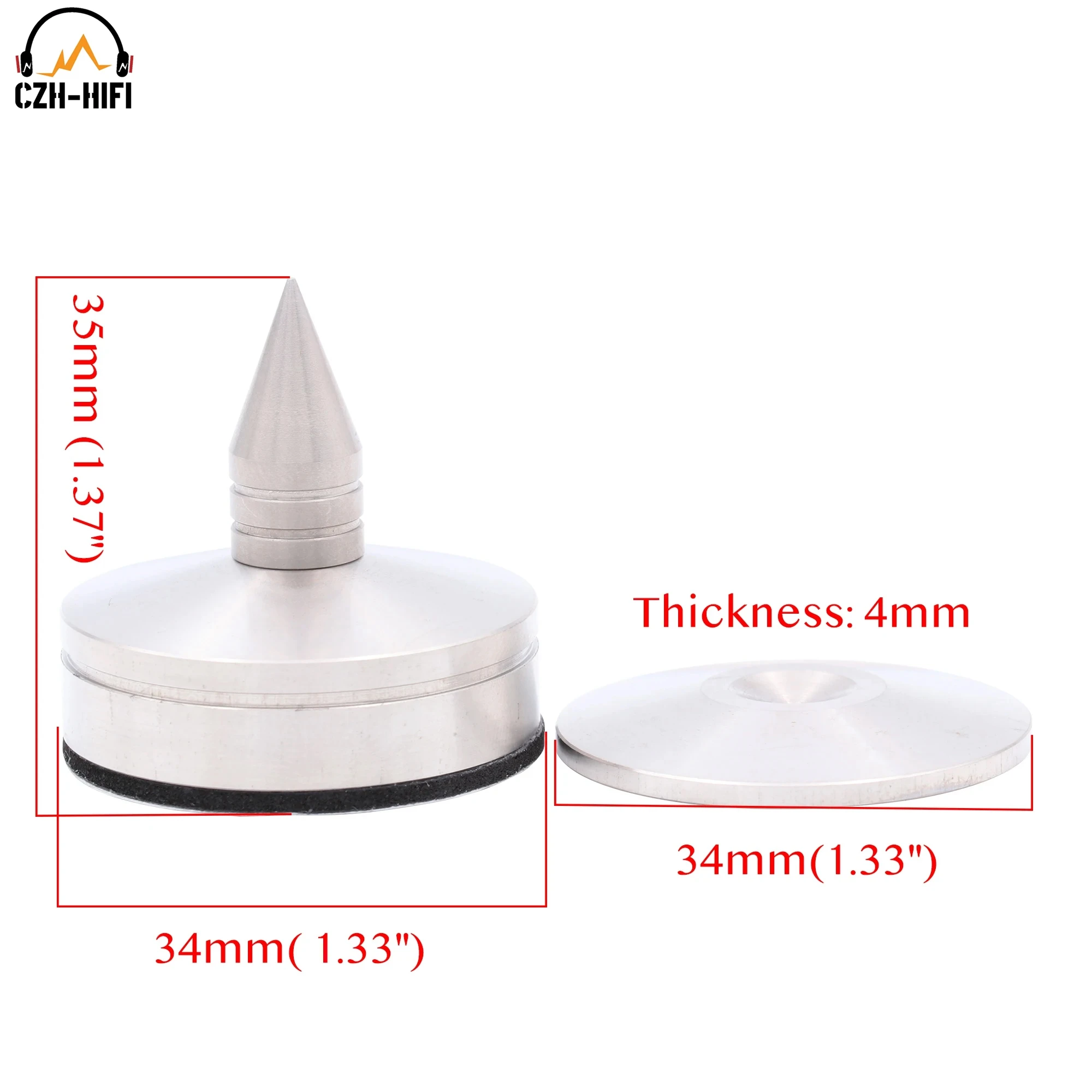 1pc 34*35mm 304 Stainless Steel Speaker Spike Isolation Feet Cone Hifi AMP Turntable CD Subwoofer Chassis Stand Floor Base