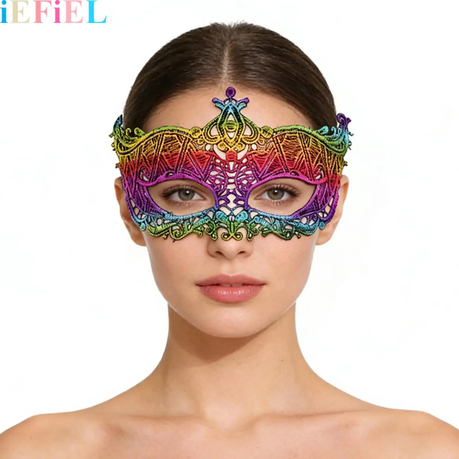 

Masquerade Party Mask Tricolor Gradient Venetian Eye Half Mask for Prom Ball Halloween Carnival Mardi Gras Party