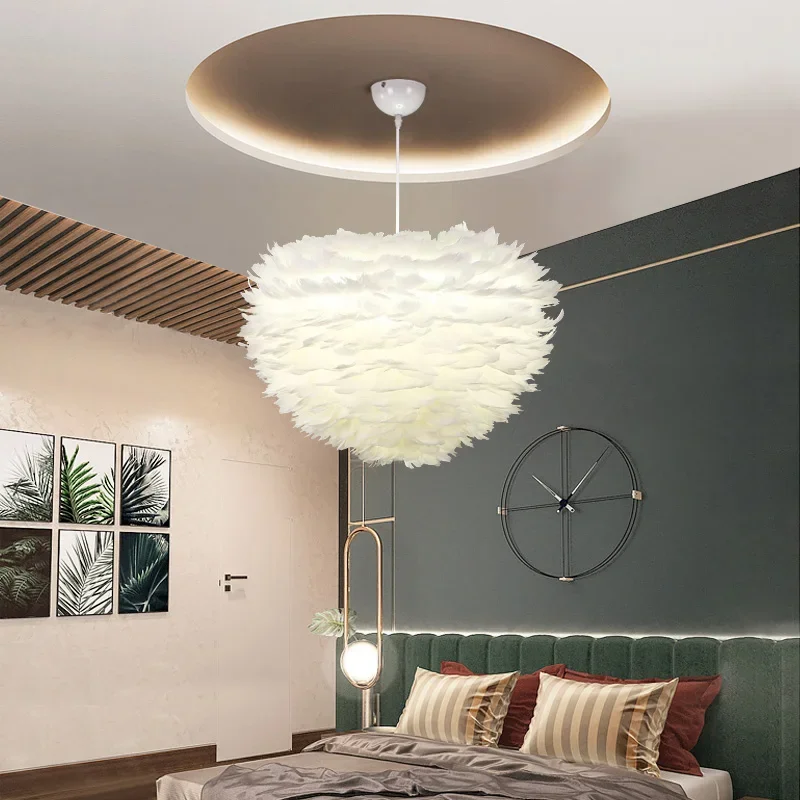 

Modern Led Feather Chandeliers For Bedroom Study Room Decoration Creative Chandelier Lighting Hanging Lamp Indoor Light Fixtures