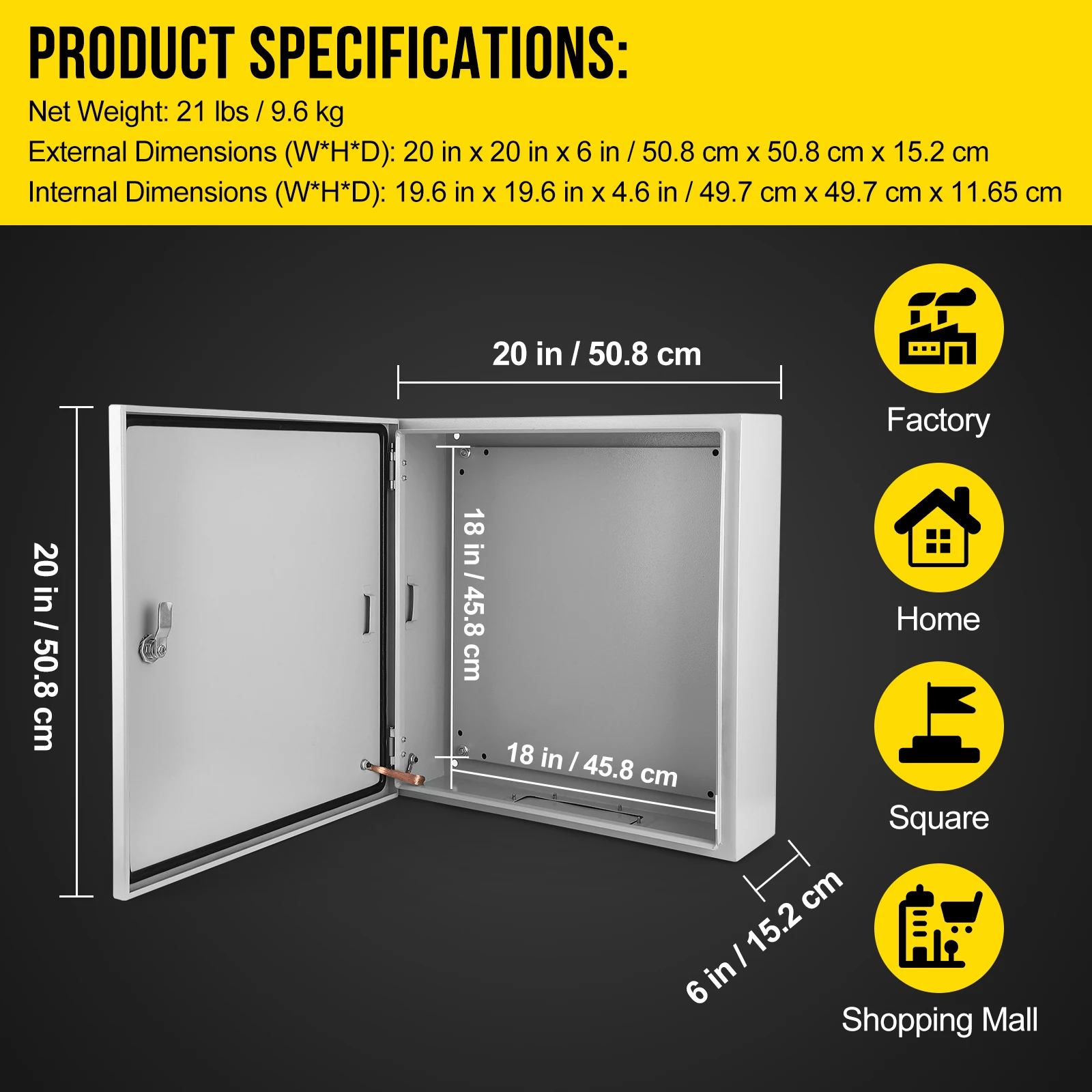 Electrical Box, Nema 4X Steel Electrical Box, Ip66 Waterproof & Dustproof, Outdoor Indoor Electrical Junction Box