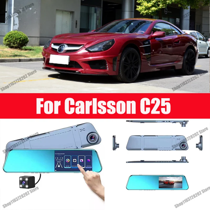 

For Carlsson C25 CCA22 Carplay Android GPS Dash Cam AUX FM Radio Dashcam Car Camera Stream RearView Mirror Drive Recorder