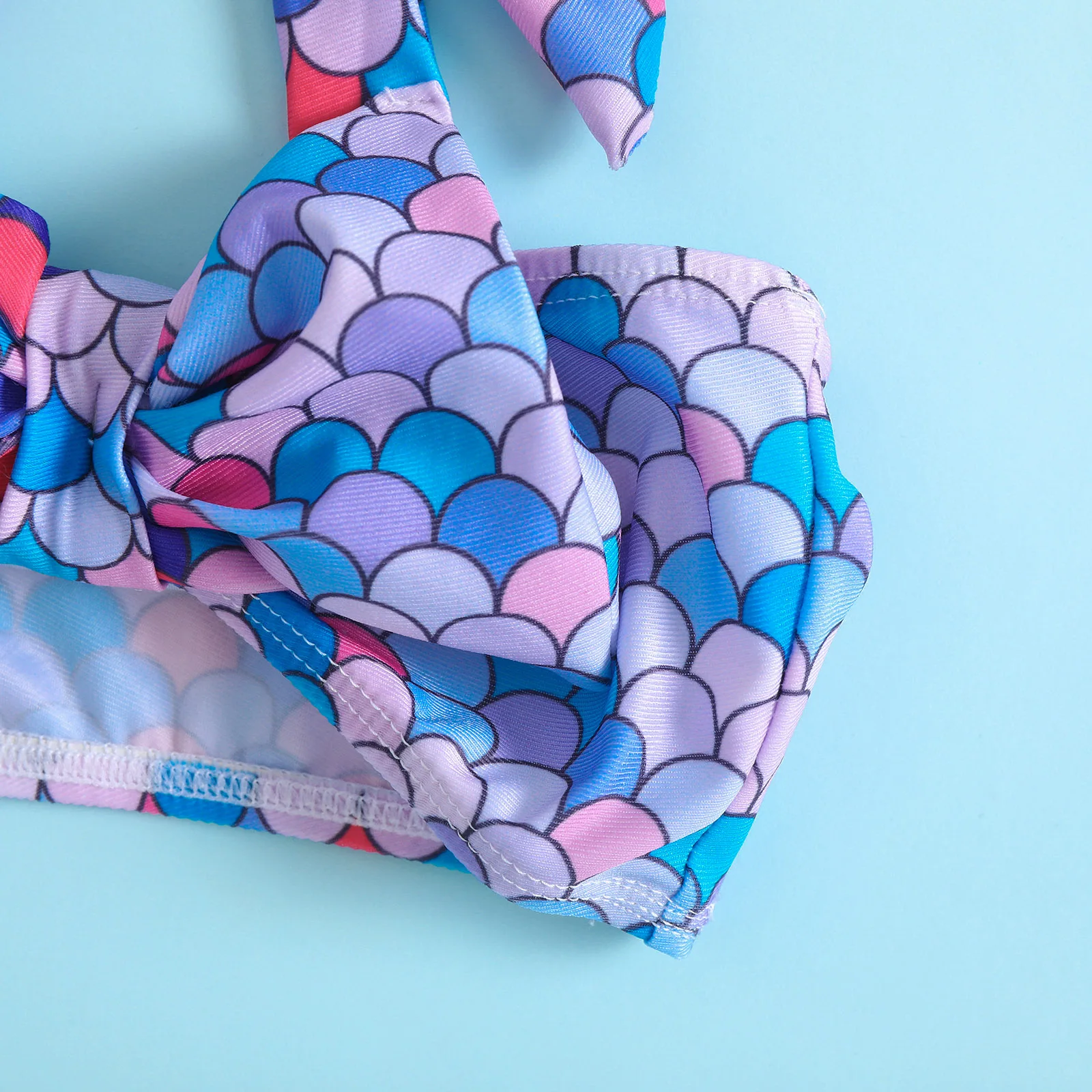 Traje de baño de dos piezas para niños y niñas, conjunto de Bikini con estampado de escamas de pez, traje de baño para niños pequeños, ropa de playa