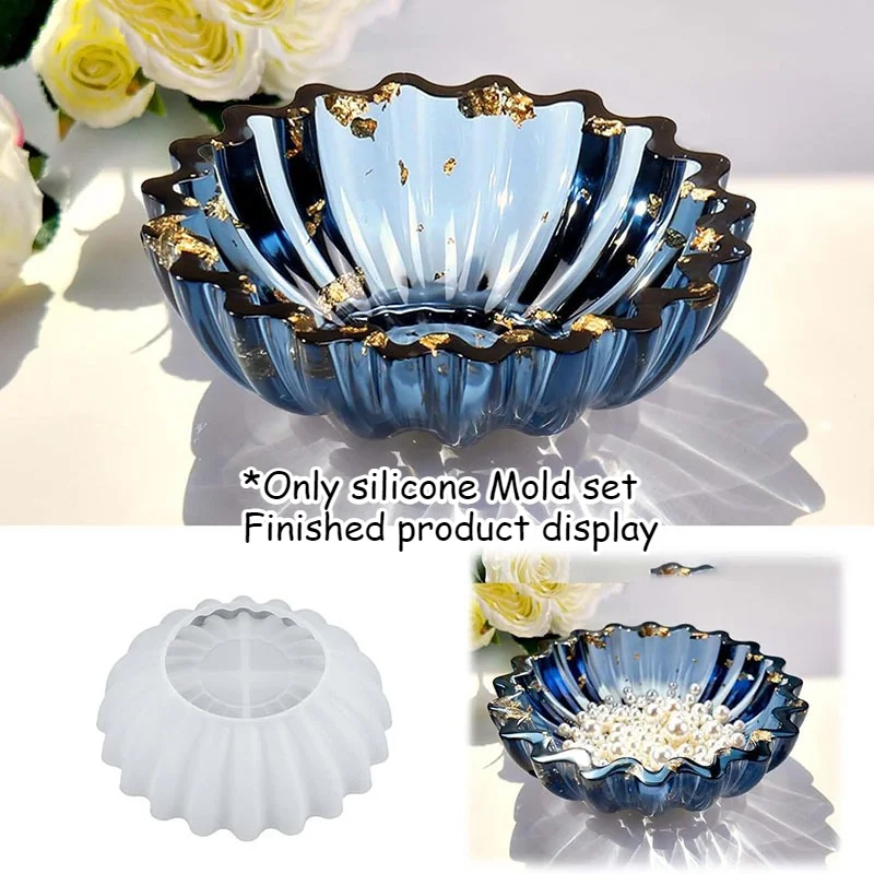 Molde de silicone para caixa de armazenamento de resina, recipiente exclusivo para suporte de joias, recipiente de vela, resina epóxi, concreto, cimento, arte diy