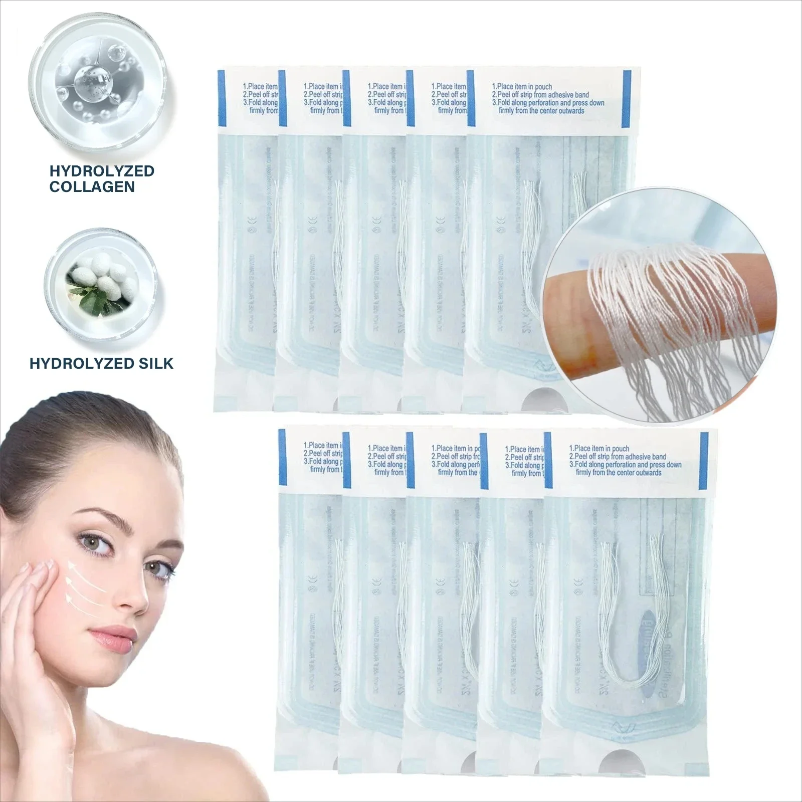 Protein Thread No Needle Gold Protein Line Absorbable Anti-wrinkle Face Filler Women Beauty Care Skin Collagen Based