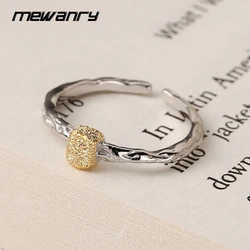 Mewanry Irregular Texture Geometric Bicolor Rings For Women Girls New Fashion Minimalist Elegant Temperament Party Jewelry Gifts