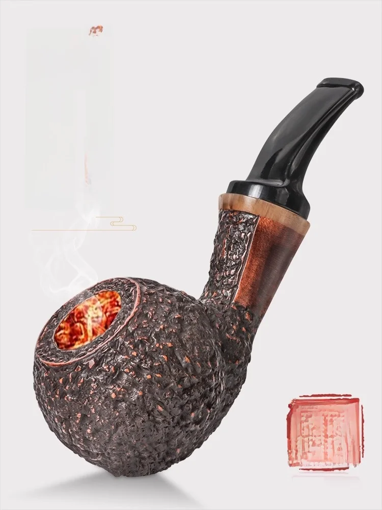 

Portable Handmade Real Wood Heather for Men Classic Old Style Smoking Pipe 9mm Filter Stemless Pipe for Smoking