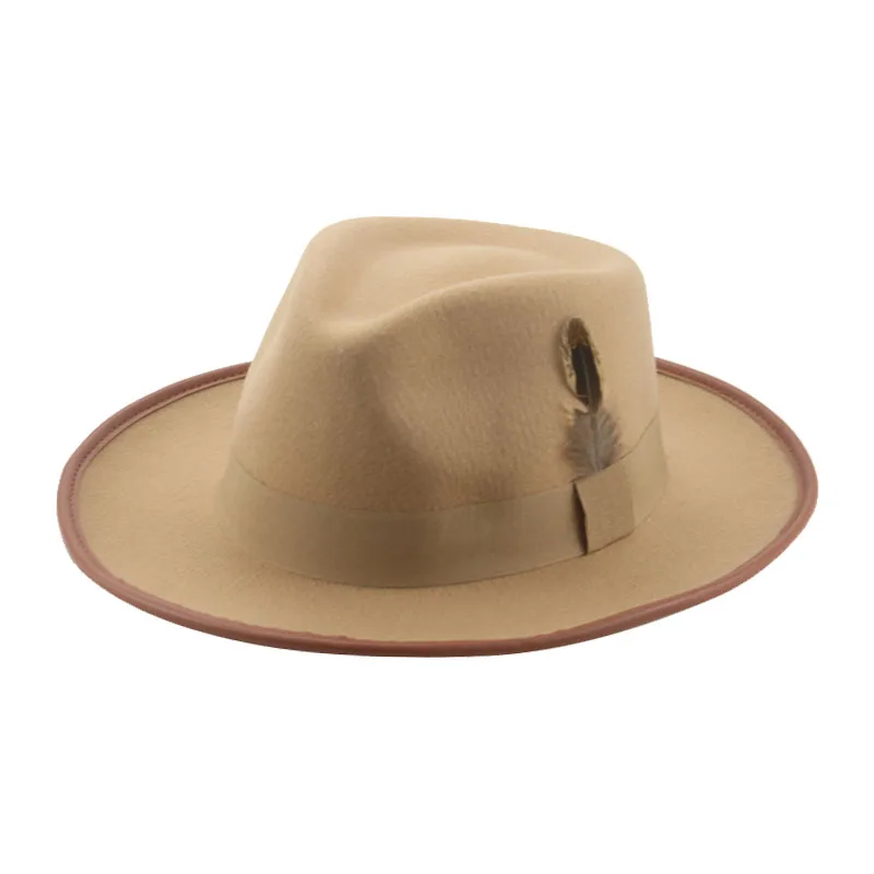 

hats for women fedora hat felt men cap panama luxury leather band feather western cowboy men hat casual formal Gorras Para Mujer