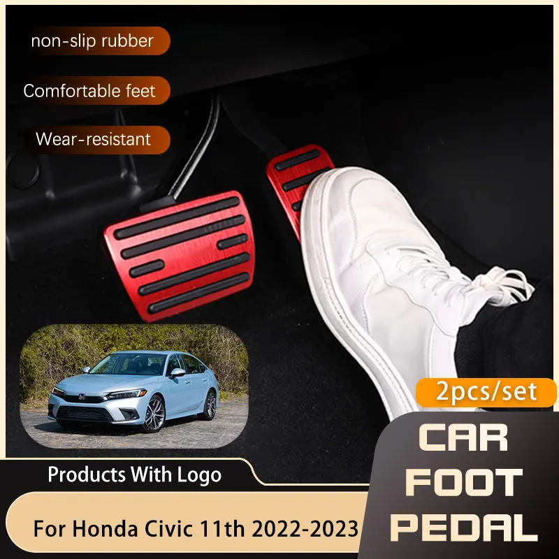 

Car Foot Pedals for Honda Civic HEV FE 11th 2022 2023 Gas Accelerator Brake Stainless Steel Non-slip No Drilling Pedal Cover Pad