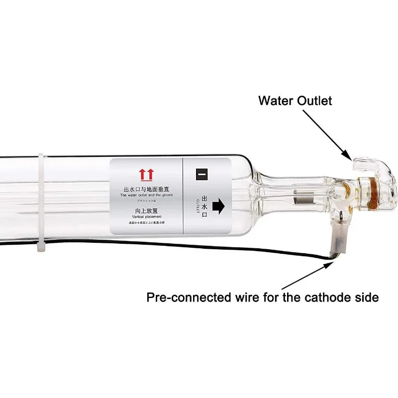 Tube laser CO2 60W, 1000mm de diamètre, 50mm, pré-connecté avec des fils enduits