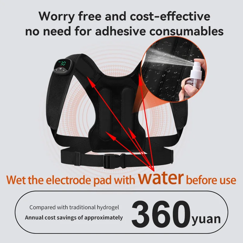 Electric Muscle Stimulator EMS Back Shoulder Vibration Stress Relief Massager Smart Muscle Toner Correct Body Posture USB Charge - view 5