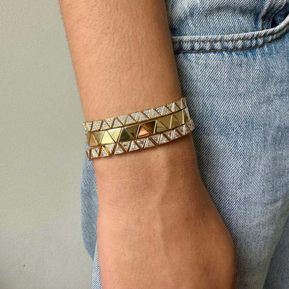 2026 heiße Verkäufe Mode Stapelbar Armband Mikro Gepflastert Bling Zirkonia Für Frauen Geometrische Dreieck Schmuck