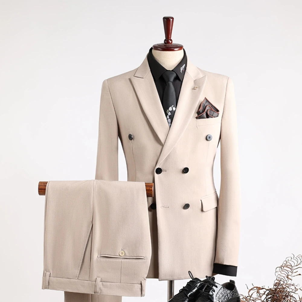 Plus Size, Formal Banquet 2-pieces Men's Suit Set, On Sale Outfit For Dancing Party, Popular Tuxedo, Double Breasted Groom Wear