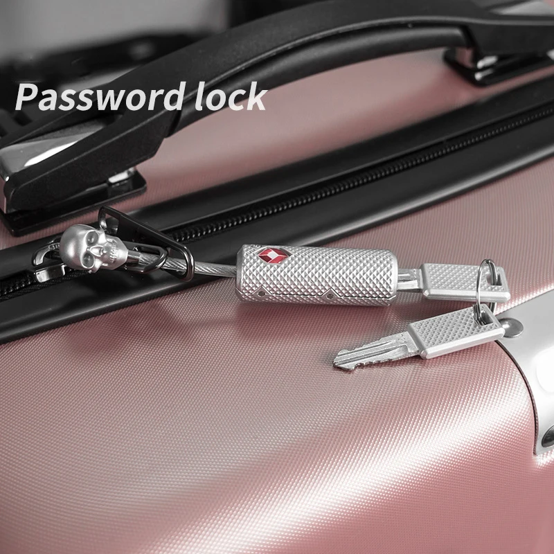 Skeleton Luggage Combination Lock Portable TSA Approved Security Cable Luggage Lock With Keys Combination Password Lock Padlock