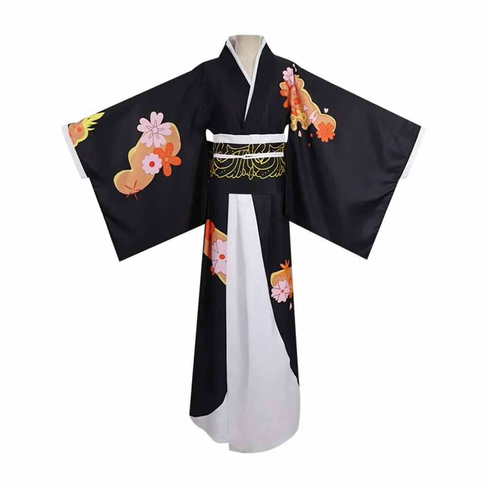 Kimetsu No Yaiba Kibutsuji Muzan Cosplay Costume Women Black Kimono Uniform Halloween Carnaval Party Costume