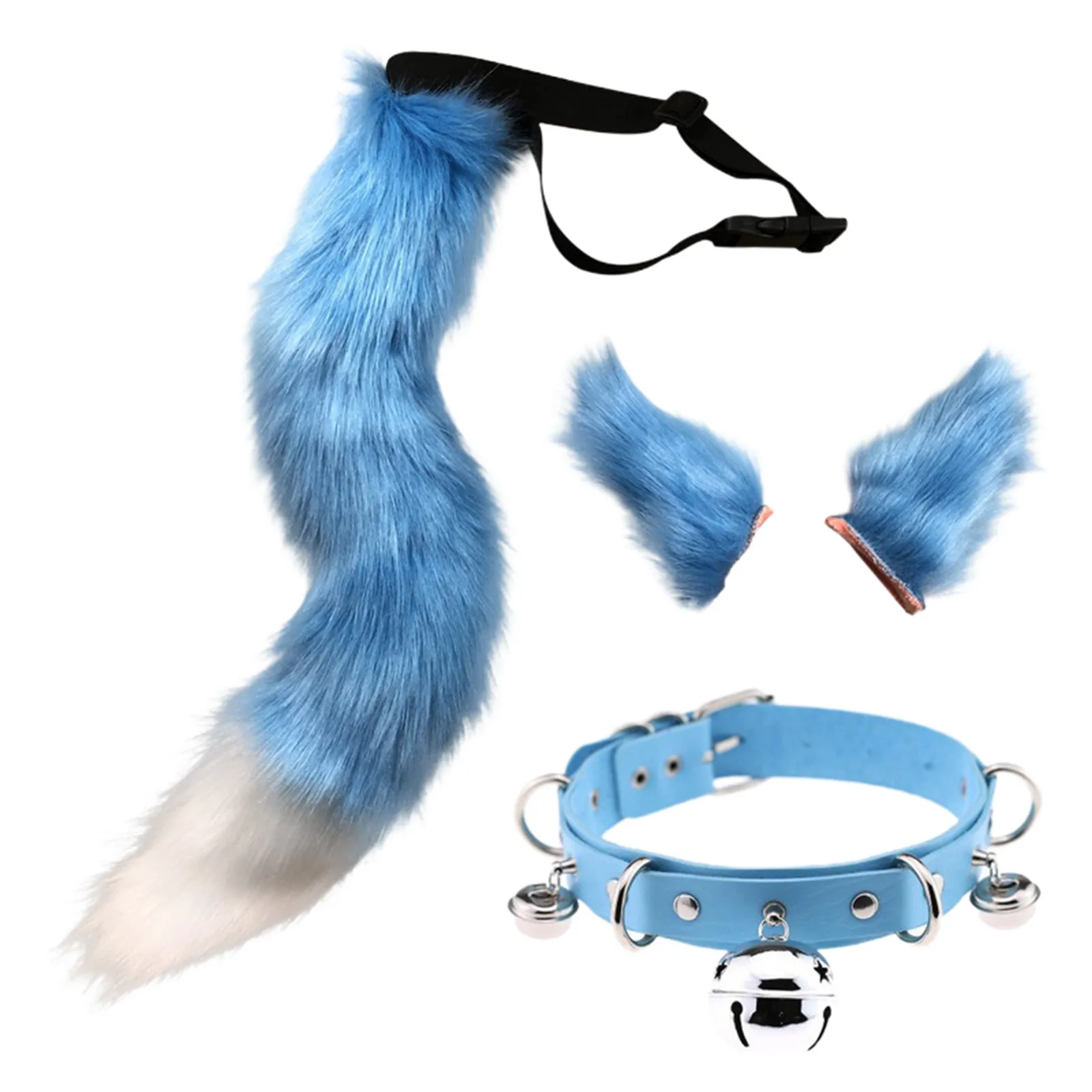 Cosplay Cat Ears Lolita Headband Furry Wolf Tail Therian Accessories Cute Animal Ears Hair Band Bell Neck Choker Necklace Sets