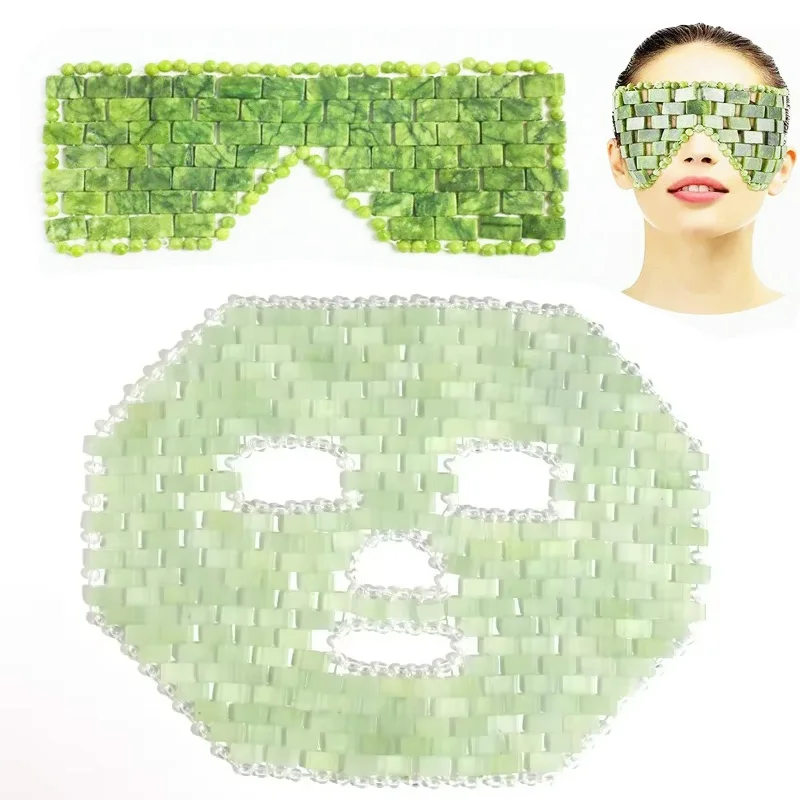 Máscara Facial de Jade Natural para ojos, masajeador refrescante para dormir, relajación, terapia de frío, SPA, herramientas de belleza
