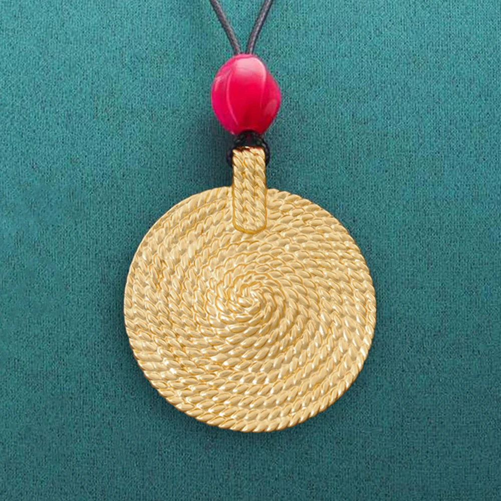 Spiral Vortex Medallion Round Fashion Pendant Long 35