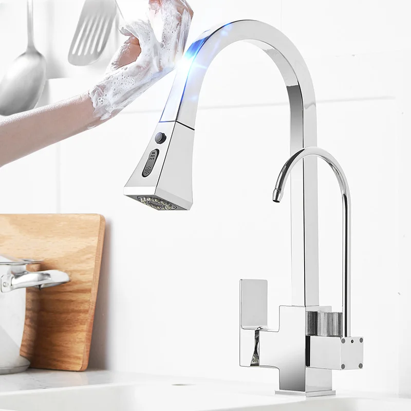 Smart Touch Filter Kitchen Faucets Polished Chrome Hot Cold Pull Out  Kitchen Mixer Tap Newly Healthy Pure Touch Kitchen Faucet