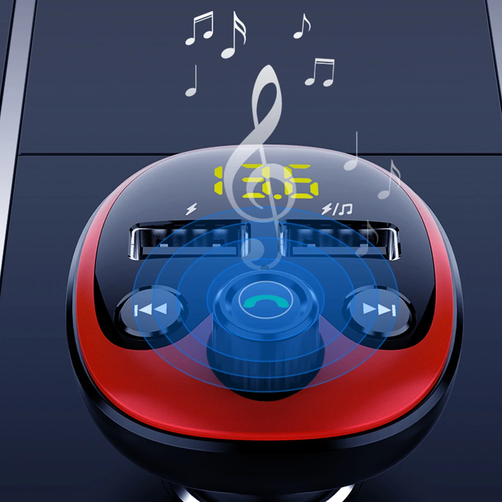 

Dual Usb Car Mp3 Transmitter Noise Cancellation Lcd Display U Disk Support Lossless Music Hands-Free Call Charge