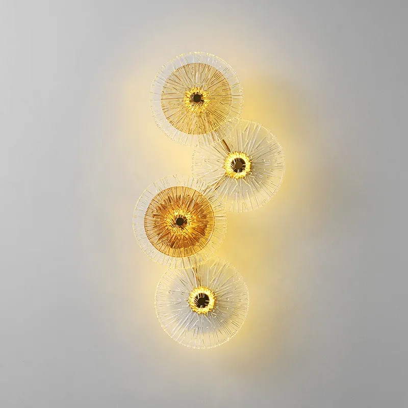 Nordic Modern Sun Glass Round Led Wall Lamp Luxury Loft Villa Hotel House Decoration Corridor Living