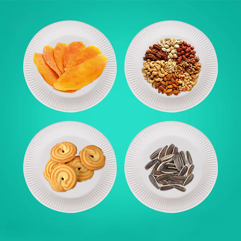 

100Pcs Round Disposable Paper Plates 6 Inch Plain White Tableware for Barbecue Parties Camping Catering Picnic Use