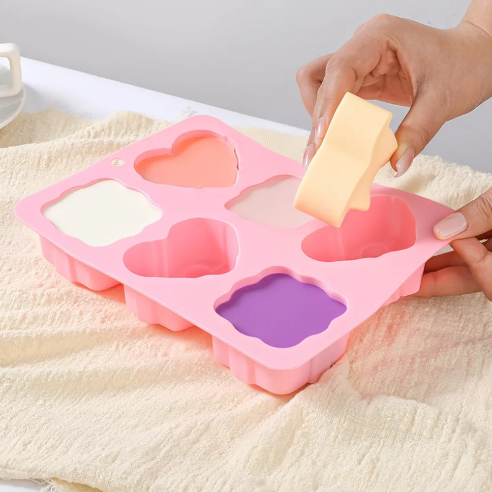 Square Heart Shape Silicone Mold 6 Cavity Bow Design Handmade Resin Plaster Making Tool DIY Love Candle Marriage Proposal Decor