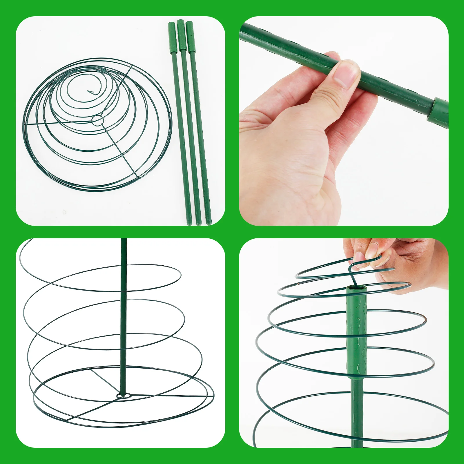 Support de plante en spirale, piquets de support de légumes extensibles, support de croissance de tomate antirouille, anneau de plantes grimpantes extensible