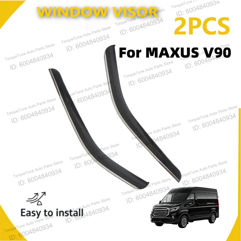 

High-End Injection Window Visor for MAXUS V90, PC+Stainless Steel, Rain Sun Guard, Car Accessory