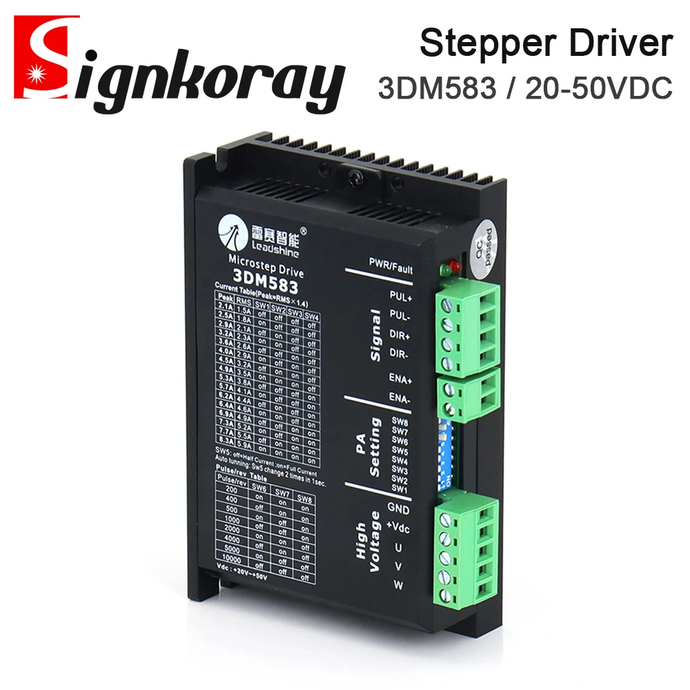 

SignkoRay Leadshine 3DM583 3Phase Stepper Motor Driver 20-50VDC 2.1-8.3A Match with 57 86 Series Motor Replace 3ND583