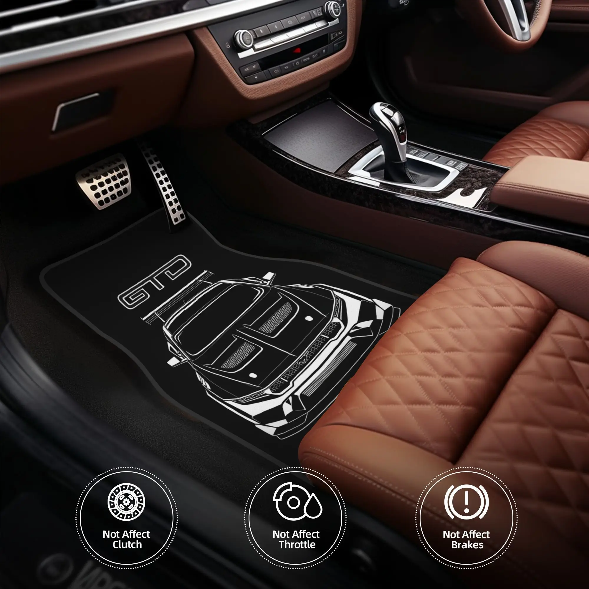 

4pcs Mustang GTD 2025 Car Rug - Durable Polyester Fiber, Non-Slip, Easy To Clean, Red & White Striped Design With "GTD" Logo, Fi
