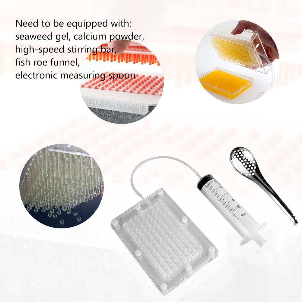 1 Set Molecular Gastronomy Caviar Box Maker Kit Roe Strainer Caviar Spherification Dropper with Tube & Spoon Kitchen Accessories