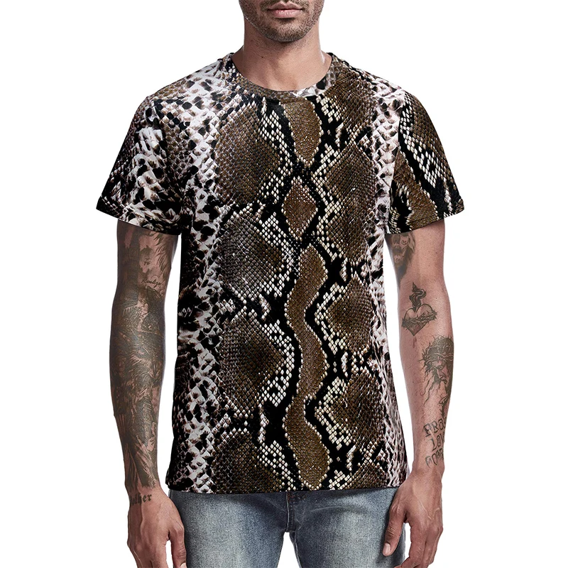 Summer Leopard Snakeskin T-shirt Animal 3D Print Men Women Hip Hop Oversized T Shirts Streetwear Harajuku Tees Tops Kid Clothing