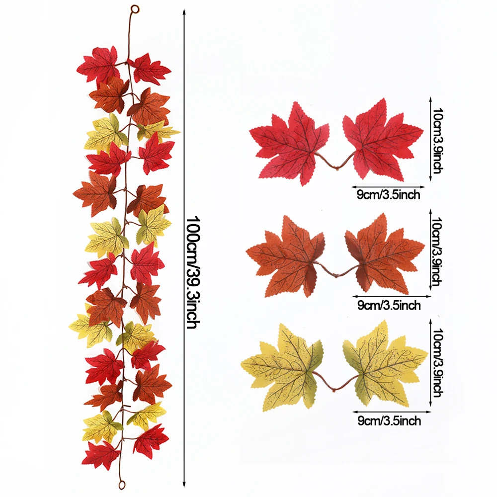 Thanksgiving Dekorationen Herbst Ahorn Rebe Girlande Künstliche Herbst Herbst Laub Girlande Hochzeit Kamin Dekor Halloween Party – Detail 19
