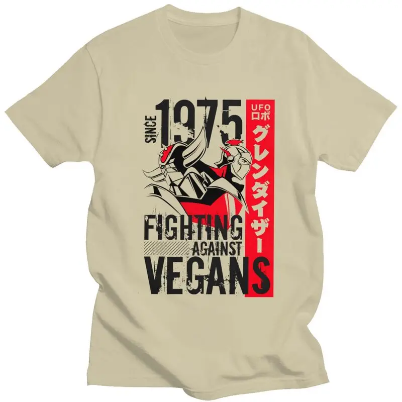 Custom Goldorak UFO Robot Grendizer Vegan T Shirts for Men 100% Cotton Tee Tops Tshirts Short Sleeve Fashion T-shirt