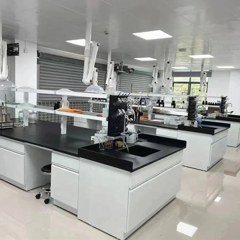 أثاث مختبر عالي الجودة، طاولة مركزية من الفولاذ، مقعد جزيرة مختبر مقاوم للأحماض ومضاد للتآكل #6