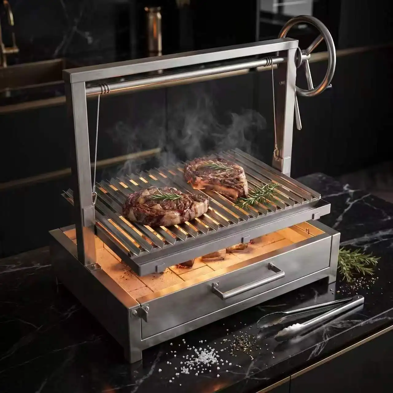 High-End Manual Crank Argentine Grill For Gourmet Outdoor Cooking With Professional Grade Materials