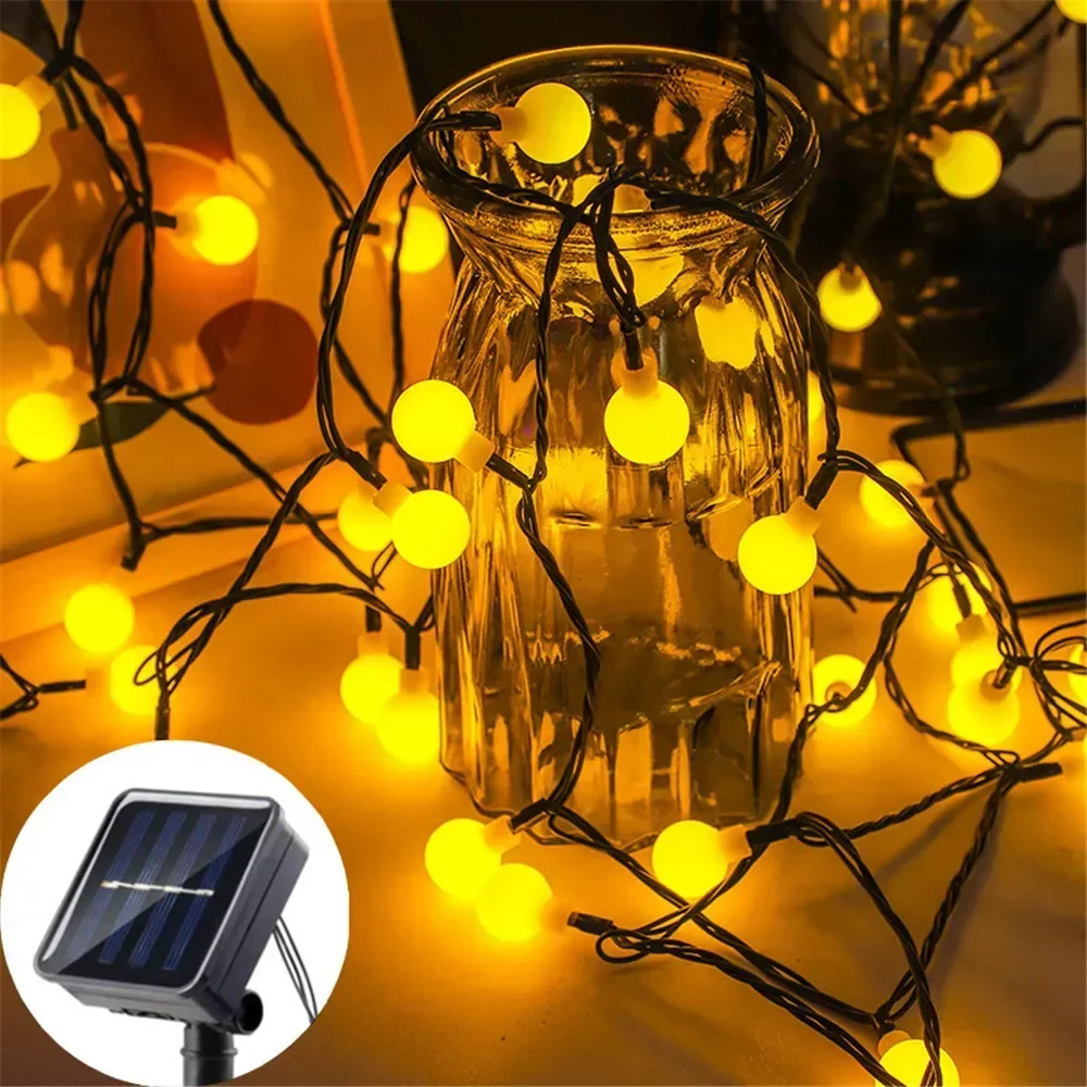 1Pack Solar String Light Garden 8 Modes Solar Globe Fairy Lights Waterproof For Garden Christmas Outdoor Wedding Decor Lights