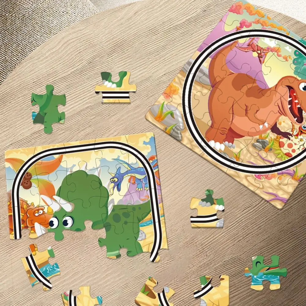 

Plastic Dinosaur Track Car Toys Jigsaw Toys Montessori Children Inertia Car Board Gams DIY DIY Rail Assembled Puzzle