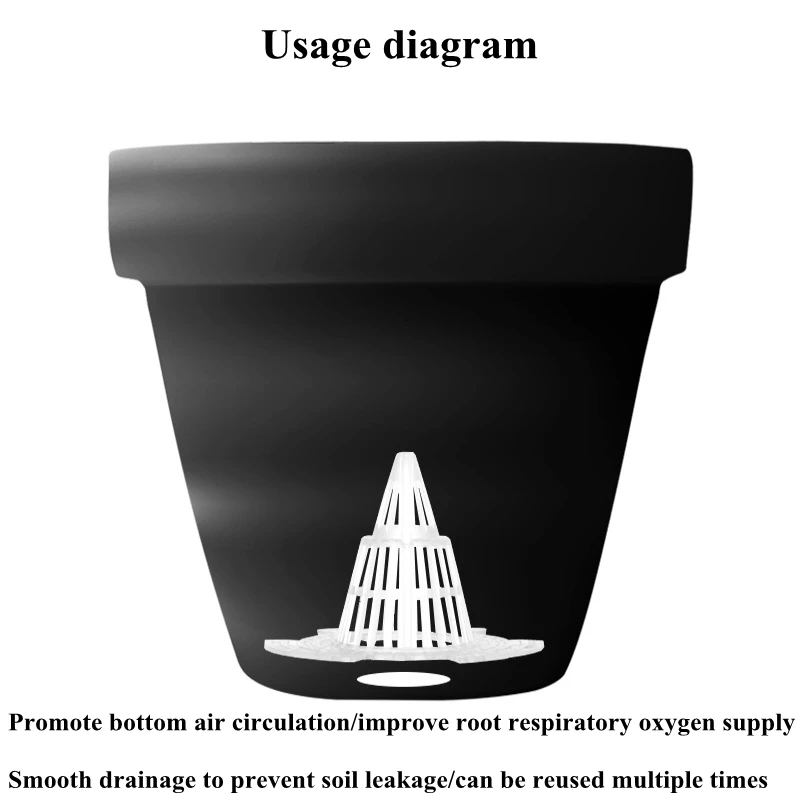 1~10 Pcs Garden Cone Flower Pot Drainage Hood Plant Bottom Grid Mat Cone Bottom Leak-proof Breathable Drainage Hole Protect Soil