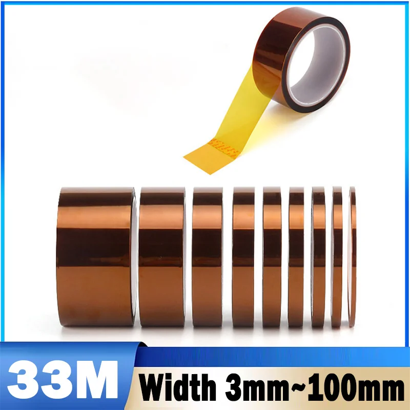 1Pcs 33M 3mm~50mm Polyimide Adhesive Insulating Adhesive Tape,for PCB Heat Tape Board Protection, Insulation and Heat Insulation