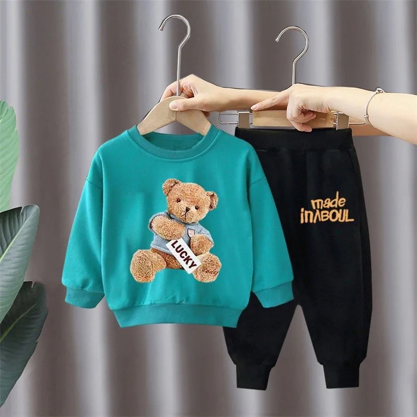 Children Boy Clothing Sets Mother Kids Girl Fashion Hoodie Sports Spring Autumn Cartoon Cotton Suits 2pcs Baby Casual Trousers