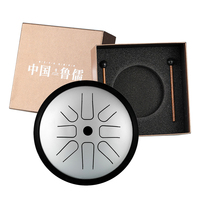 Hluru Professional Steel Tongue Drum 6 Inch 8 Notes Key D5 Tank Drum Titanium Alloy Steel Glucophone Handpan Meditation