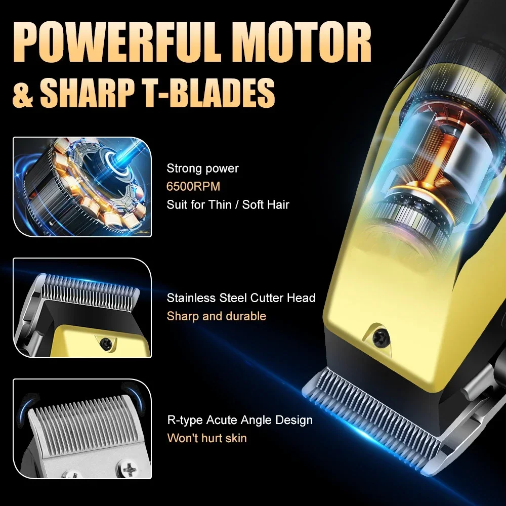 USB Rechargeable Men's Hair Clipper 3-pcs Oil Head and Electric Trimmer Suitable for Home Use Shaved Hair Salon Boyfriend Gifts