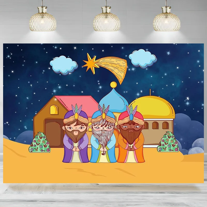 Three Kings Backdrop Christmas Nativity Birth Jesus Holy Night Castle Background Xmas Church Religion Epiphany Party Banner