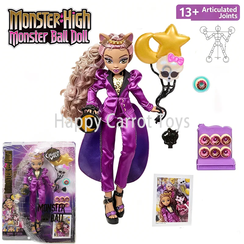 Muñeca Original Monster High G3 Clawdeen Wolf, conjunto de moda Monster Ball, traje rosa, accesorios, juguete coleccionable para niños, regalo HNF69