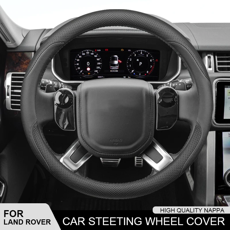 

Leather Car Steering Wheel Cover For Land Rover Range Rover Sport Discovery 3 4 Evoque Velar Freelander SVR Defender Accessories