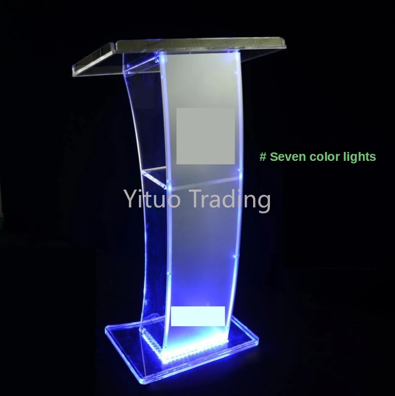 

XY0002Crystal Speech Platform Plexiglass Colorful Lighting Welcome Reception Desk Square Conference Chair Taiwan Teaching Podium